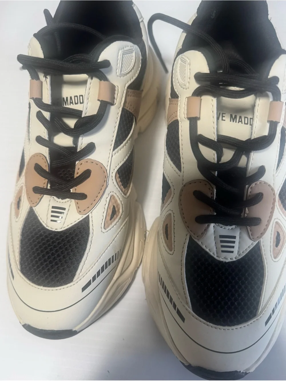 Steve Madden Women’s Black, Cream & Tan Chunky Sneakers
